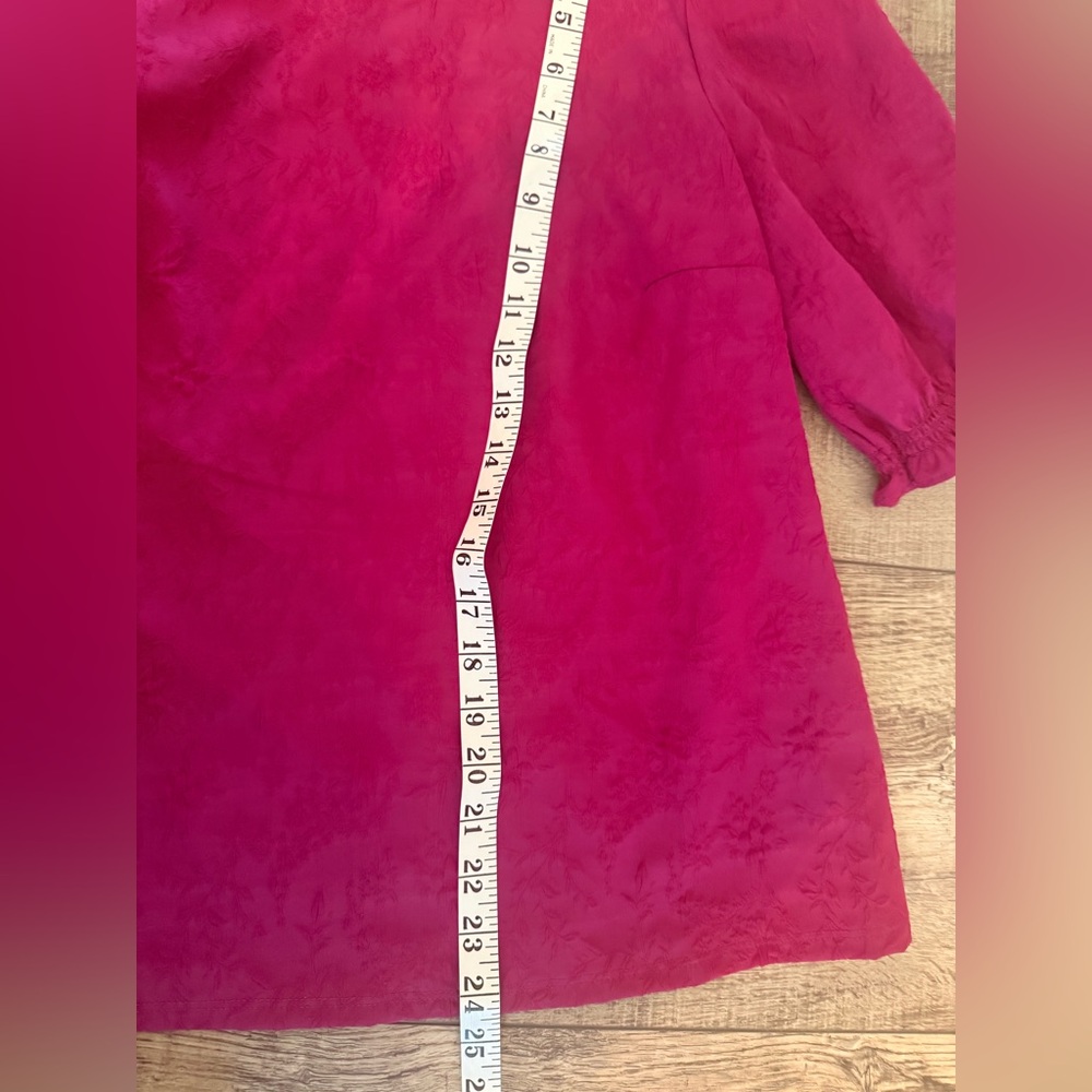 Ted Baker Brocade Magenta Puff Sleeve Blouse Medium - Picture 7 of 7
